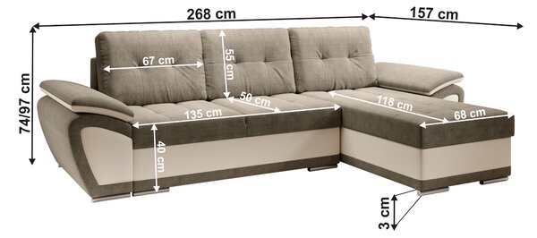 Colțar extensibil Elik (bej piele ecologică + orinoco 24) (D). 1063836
