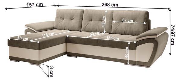Colțar extensibil Elik (bej piele ecologică + orinoco 24) (S). 1063835