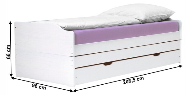 Pat cu paturi extensibile Flapi (alb) . 1063845