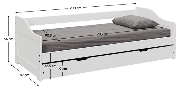 Pat cu pat suplimentar extensibil Lusid (alb) . 1064006