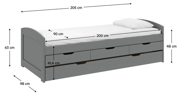 Pat cu pat suplimentar extensibil Manuela (gri) . 1064009