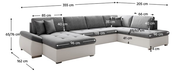 Colțar extensibil Matras (soro 93 + alb piele ecologică) (D). 1064012