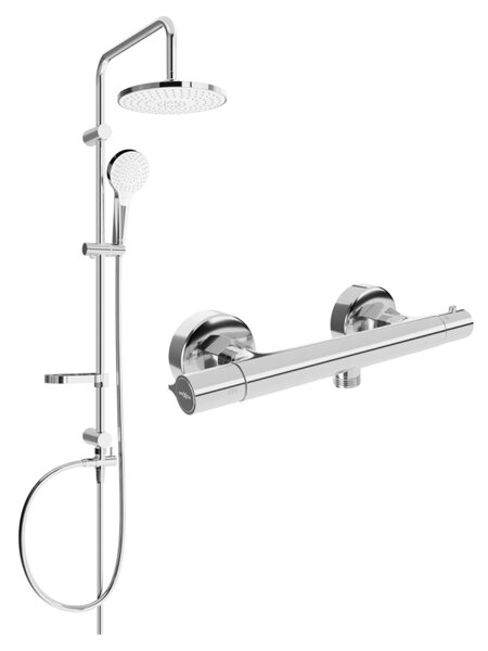 Mexen Erik, set de duș cu duș cu efect de ploaie și baterie termostatică Slim, crom, 77105205-00