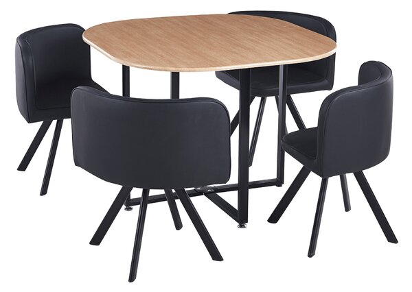 Set masă scaune pentru sufragerie Brianite (pentru 4 persoane) (stejar + negru). 1064679