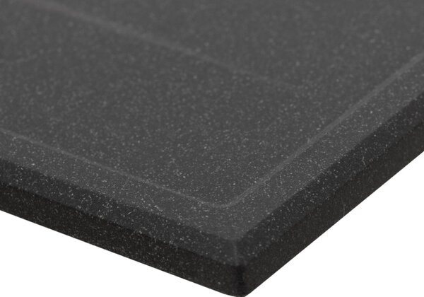 Laveo Megalo, chiuvetă din granit cu 2 camere 1160x500x185 mm cu scurgere lungă, negru, LAV-SBE_721T