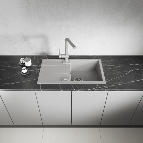 Laveo Barbados, chiuvetă din granit cu 1 cameră 760x440x194 mm, gri, LAV-SBB_511T