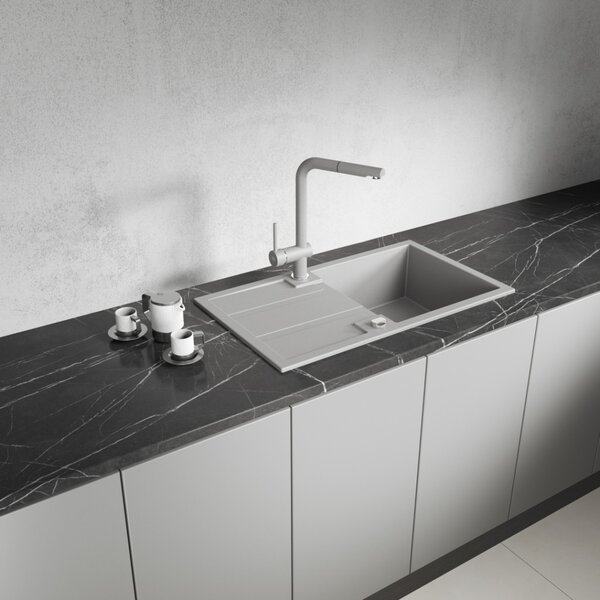 Laveo Barbados, chiuvetă din granit cu 1 cameră 760x440x194 mm, gri, LAV-SBB_511T