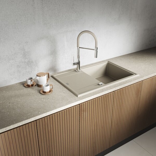 Laveo Megalo, chiuvetă granit cu 1 cameră 780x500x185 mm, bej, LAV-SBE_411T
