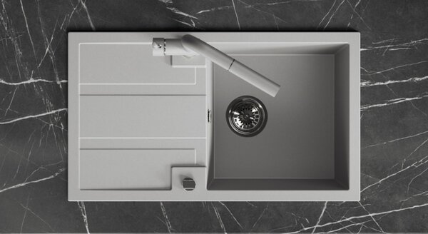 Laveo Barbados, chiuvetă din granit cu 1 cameră 760x440x194 mm, gri, LAV-SBB_511T