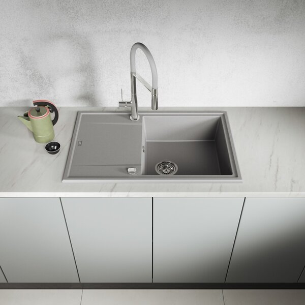 Laveo Megalo, chiuvetă granit cu 1 cameră 780x500x185 mm, gri, LAV-SBE_511T
