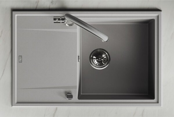 Laveo Megalo, chiuvetă granit cu 1 cameră 780x500x185 mm, gri, LAV-SBE_511T