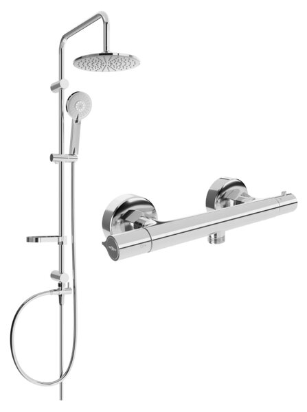Mexen Slim Carl set de duș pe perete cu duș de ploaie și baterie de duș termostatică, crom - 77105240-00