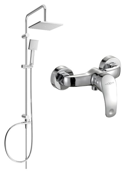 Mexen Tord set de duș montat pe perete cu duș fix și baterie de duș Fabia, crom - 746540200-00