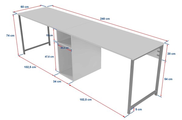Birou Twin Study Desk Alb