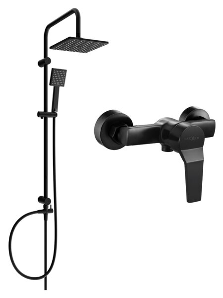 Mexen Caro Tord set de duș montat pe suprafață cu ploaie și baterie de duș, negru - 746640200-70
