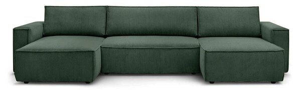 Colțar in formă de U Extensibil CLOUD, cu ladă de depozitare, 356x142x83cm, Verde-Zoom