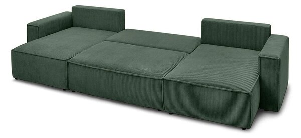 Colțar in formă de U Extensibil CLOUD, cu ladă de depozitare, 356x142x83cm, Verde-Zoom