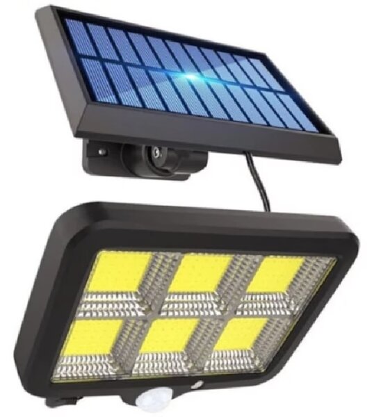 Lampa solara AT PERFORMANCE®, LED COB, Senzor lumina, 1200mAh, Panou solar detasabil cu fir 5m, Telecomanda
