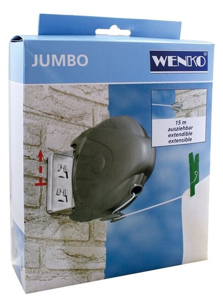 Sârmă de rufe extensibilă, Wenko Jumbo, 15 m lungime