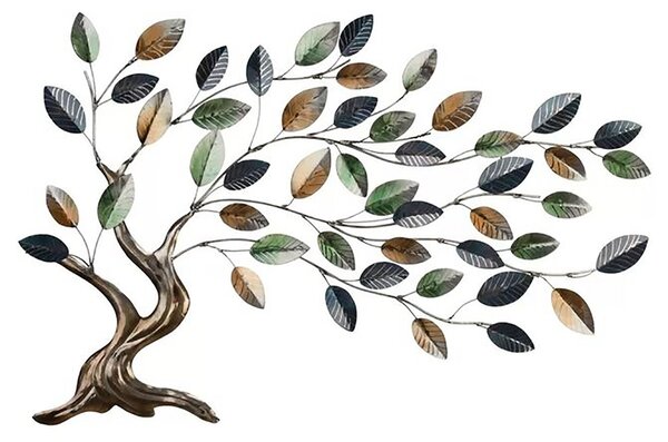 Decor de perete metal copac frunze colorate , 100x 5 x 80 cm