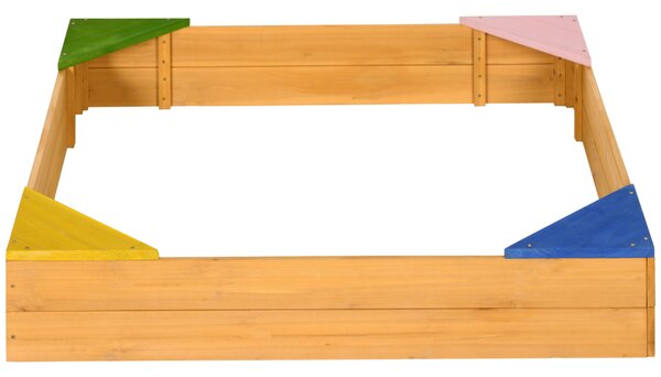 Outsunny Cutie Nisip Copii din Lemn, Design Natural, Rezistent la Intemperii, cu Capac Protecție | Aosom Romania