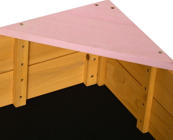 Outsunny Cutie Nisip Copii din Lemn, Design Natural, Rezistent la Intemperii, cu Capac Protecție | Aosom Romania