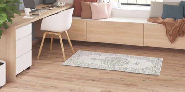 Covor Sufragerie Dormitor, Model Preston 47295 960 ,Dreptunghiular,Alb Gri 80 x 150, Dreptunghi