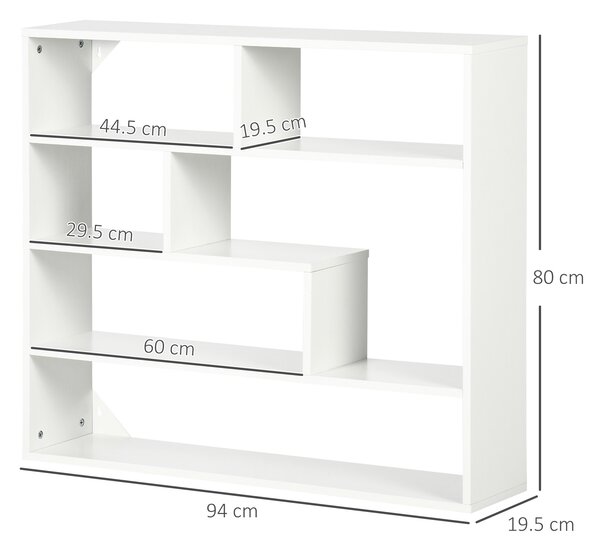 Biblioteca moderna de perete HOMCOM cu 4 niveluri , raft din lemn care economiseste spatiu pentru living si birou, 94x19,5x80cm, alb | Aosom Romania