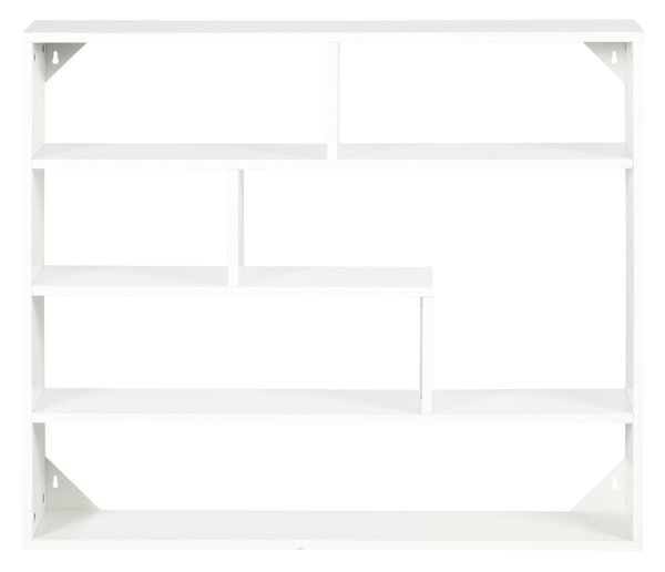 Biblioteca moderna de perete HOMCOM cu 4 niveluri , raft din lemn care economiseste spatiu pentru living si birou, 94x19,5x80cm, alb | Aosom Romania