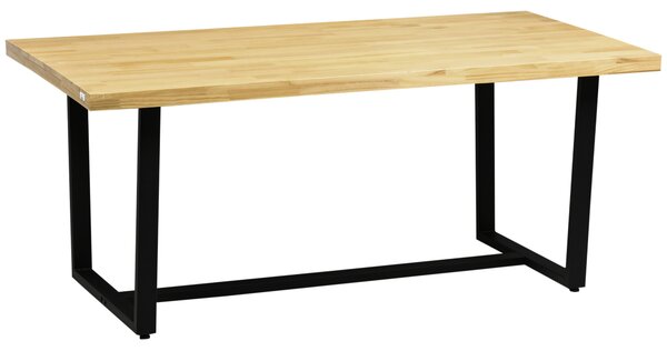 HOMCOM Masa de sufragerie din lemn pentru 6 persoane cu baza din otel si picioare reglabile, 180x90x76cm