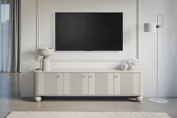 Dulap TV Vesper 4D 187 cm - cașmir / mânere aurii / picioare rotunde