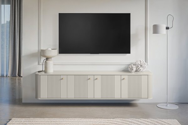 Dulap TV suspendată Vesper 4D 187 cm - cașmir / mânere aurii