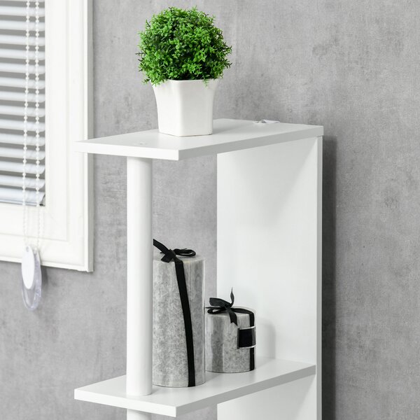 Kleankin Coloană Baie, 2 Rafturi, 2 Dulapuri, Economie Spațiu, MDF, Design Modern, 15.2x29.8x118cm, Alb/Lemn | Aosom Romania