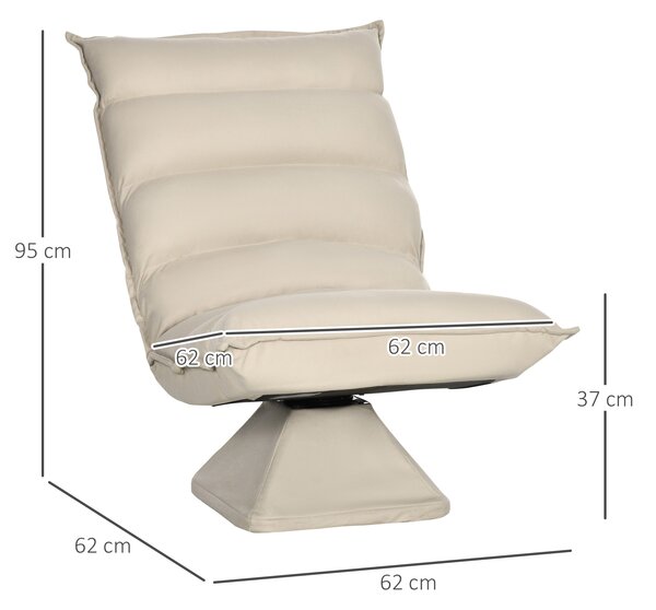 Fotoliu Relax din material capitonat cu pivotare la 360°, fotoliu rabatabil pe 3 nivele cu cadru din otel 62x62x95cm, bej HOMCOM | Aosom Romania