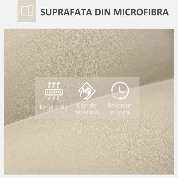 Fotoliu Relax din material capitonat cu pivotare la 360°, fotoliu rabatabil pe 3 nivele cu cadru din otel 62x62x95cm, bej HOMCOM | Aosom Romania