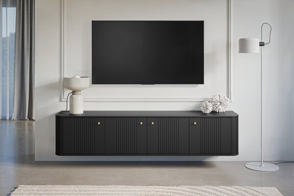 Dulap TV suspendată Vesper 4D 187 cm - negru / mânere aurii