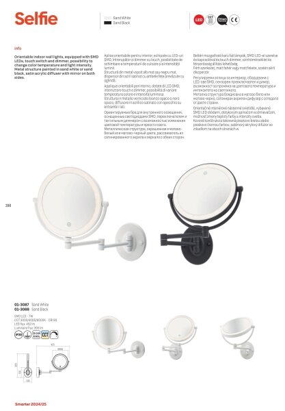 Oglindă LED cosmetică dimabilă Redo 01-3087 SELFIE LED/7W/230V 3000/4000/6000K alb