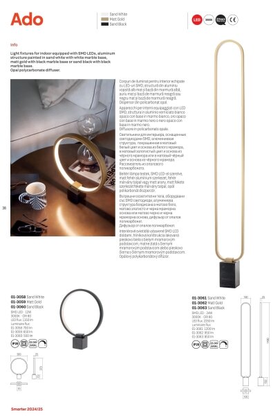 Lampadar LED dimabil Redo 01-3061 ADO LED/24W/230V alb