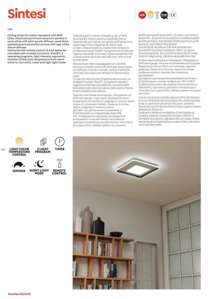 Plafonieră LED dimabilă Redo 05-959 SINTESI LED/45W/230V 3000-6000K + telecomandă
