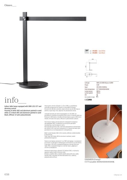 Lampă LED dimabilă de masă Redo 01-2212 OMEO LED/5,5W/230V 3000/4500/6500K alb