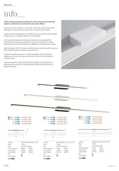 Aplică LED pentru oglindă de baie Redo 01-2504 BARRIO LED/17,25W/230V IP44 negru