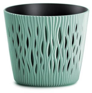 Ghiveci decorativ de flori, rotund, verde, 18.9x16.5 cm, Sandy Round