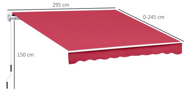 Perdea Parasole Rulou de Perete Impermeabil Outsunny Poliester, Bordeaux, 3x2.5m | Aosom Romania
