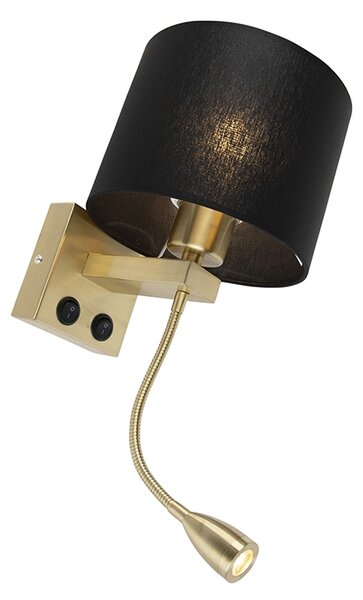 Aplică de perete Art Deco aurie cu abajur negru - Brescia