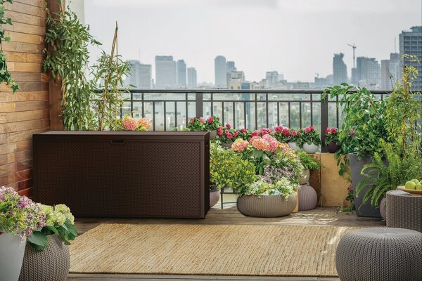 Cutie de depozitare Keter Garden Emily maro, 280 l, 118 x 58 x 45 cm