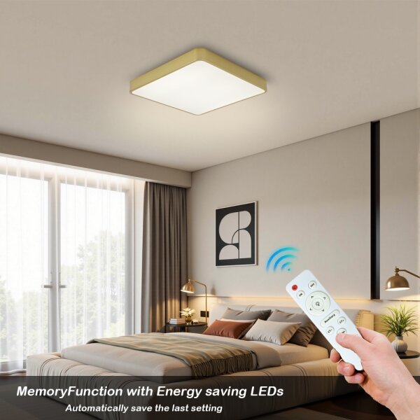 Brilagi-LED Plafonieră reglabilă POOL LED 36W, 230V, 3000-6000K, 40x40 cm, auriu + telecomandă