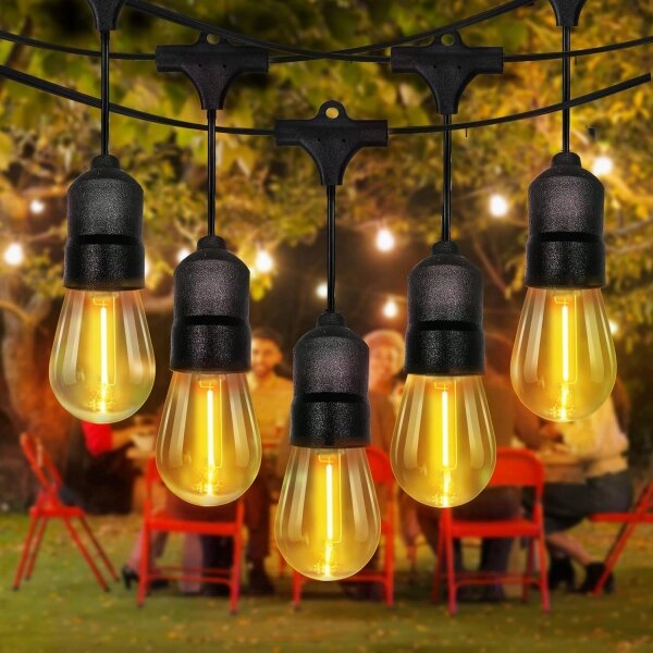 Ghirlandă decorativă LED pentru exterior 10x E27/1 W/230 V, 6,44 m, IP44, negru