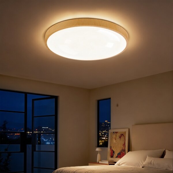Brilagi-LED Corp de iluminat dimabil GLASS POOL DOUBLE LED/60W/230V 50 cm, decor lemn + telecomandă