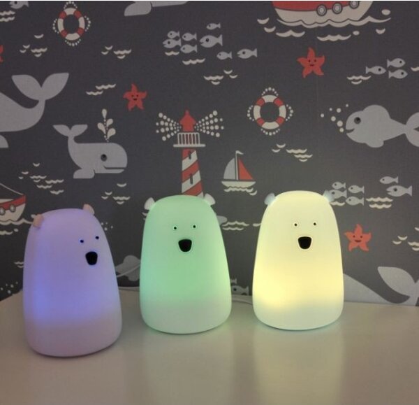 Lampă LED RGB pentru copii BEAR, tactilă, 0,8W, 5V, roz + USB