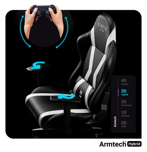 Scaun gaming Diablo X-Horn 2.0 King Size: negru-alb Diablochairs